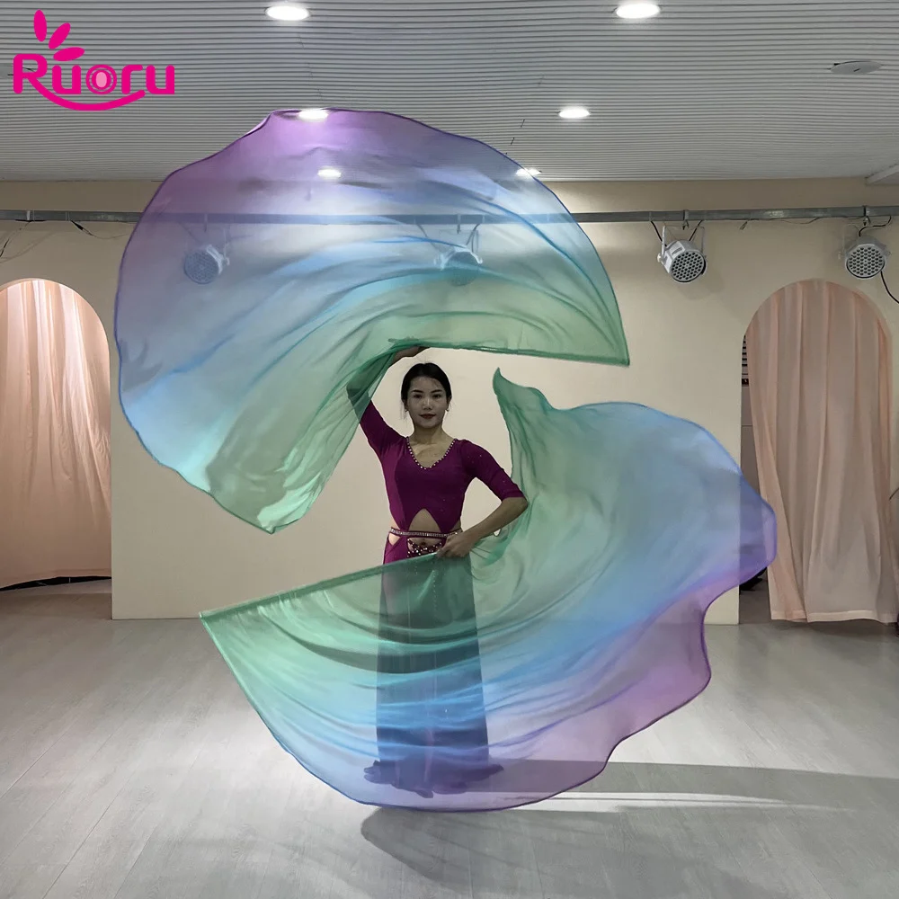 Ruoru 2PCS 190cm*140cm Workship Flags Belly Dancing Accessories Gradual Workship Flag Stage Props Church Praise Dance