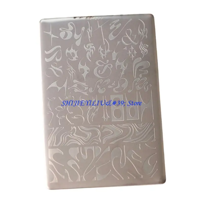 E21F Portable Art Stamp Plate in 304 Stainless Steel, French Graffiti Pattern Plate for Salon Appointments, Home DIY, and Mobile