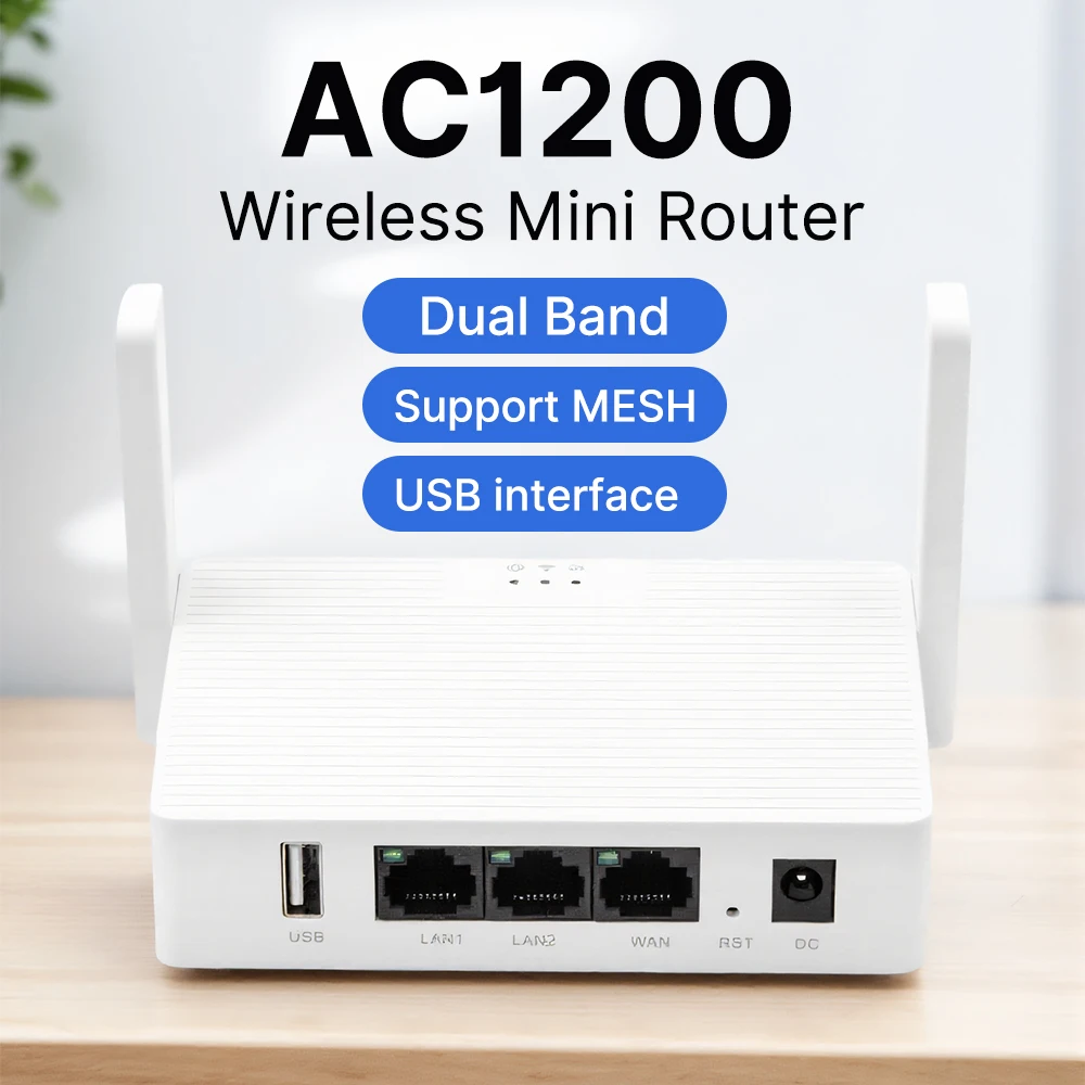

FENVI AC1200 Wireless Mini Router USB Interface Dual Band 2.4G/5G Gigabit Ethernet Router Support Mesh For Phone Laptop Game