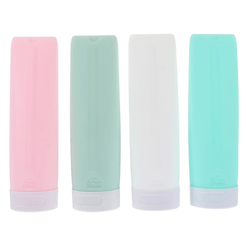

4Pcs Silicone Sub-Packing Bottles Leak-Proof Travel Storage Bottles Refillable Durable Liquid Dispensers for Lotion