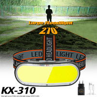 KX-310 COB+LED Headlamp Floodlight USB Rechargeable Head Flashlight Built-in Battery 1200MaH Headlight Led for Fishing Camping