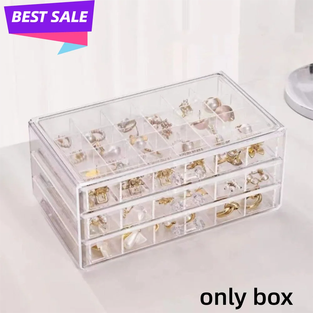 

Прозрачная шкатулка для драгоценностей в стиле ящика, акриловая многослойная шкатулка для драгоценностей, органайзер, большая вместительная шкатулка для сортировки ювелирных изделий