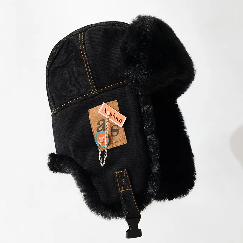 New Bomber Hat Men Women Thick Warm Russian Ushanka Fur Hat Fashion Male Female Winter Hat Black Grey Earflap Ski Russian Cap