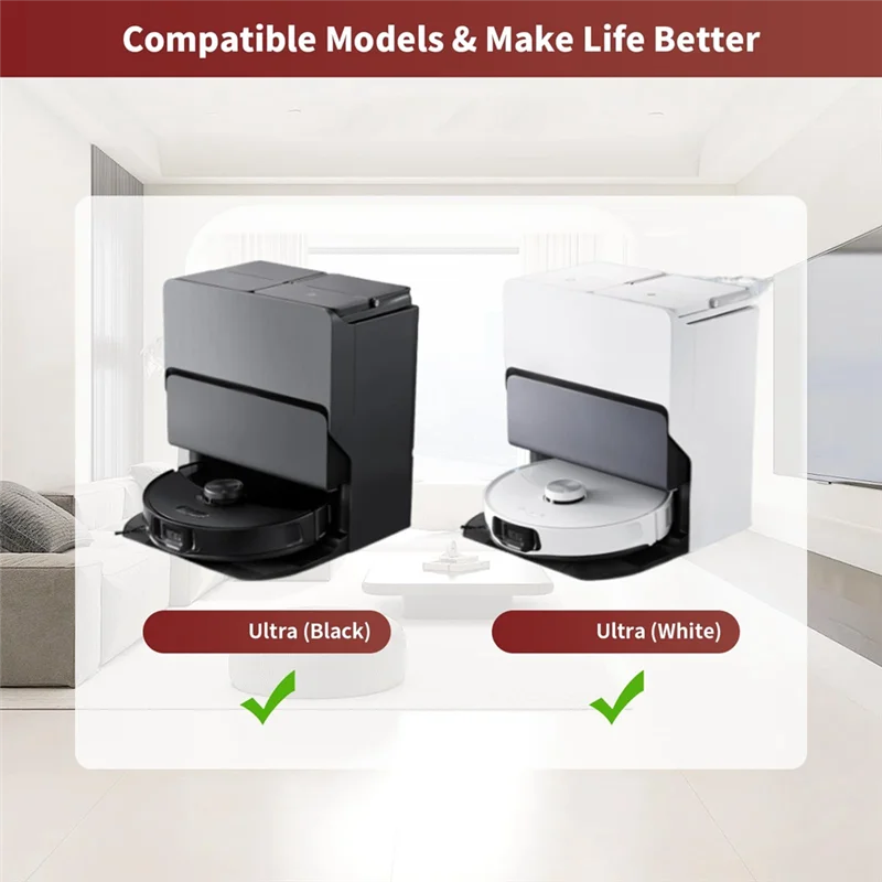 ABVI-For Roborock S8 Maxv Ultra مكانس كهربائية للكنس الملحقات الرئيسية فرشاة جانبية فلتر HEPA كيس لجميع الغبار الملحقات