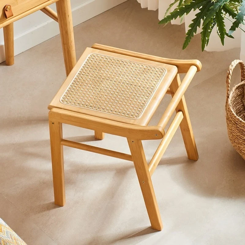 

Rattan stool household small living room square stool small bench