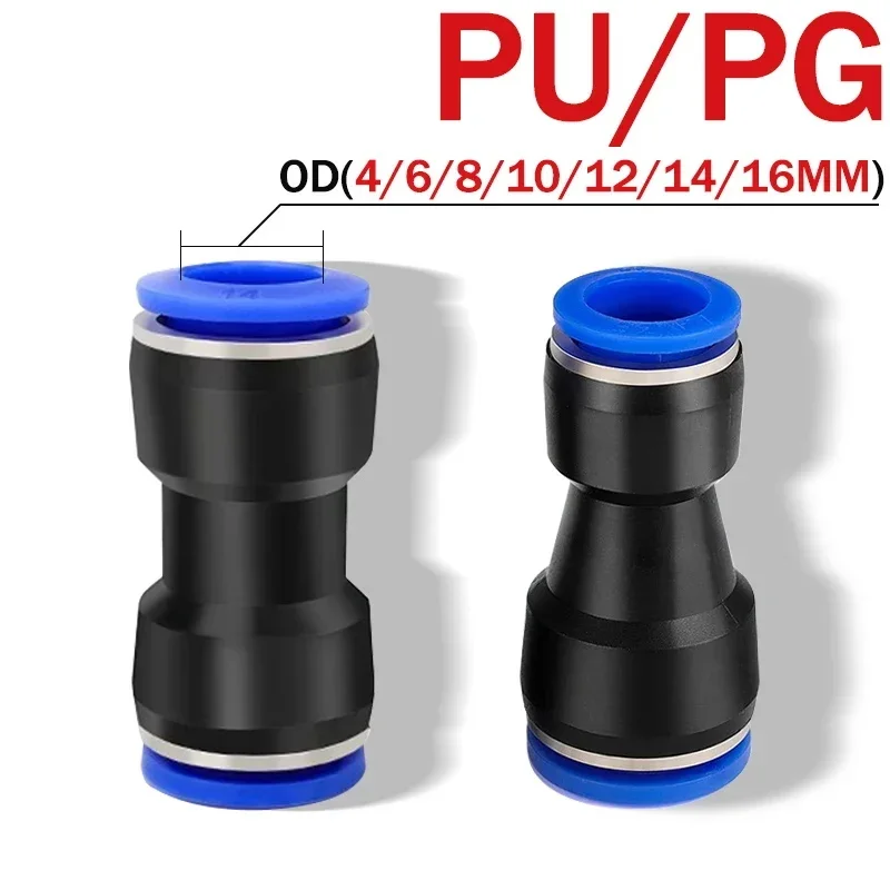 

50Pcs Pneumatic Fittings Plastic Connector PG 4mm 6mm 8/10/12/14mm 16mmAir water Hose Tube Push in Straight Gas Quick Connectors