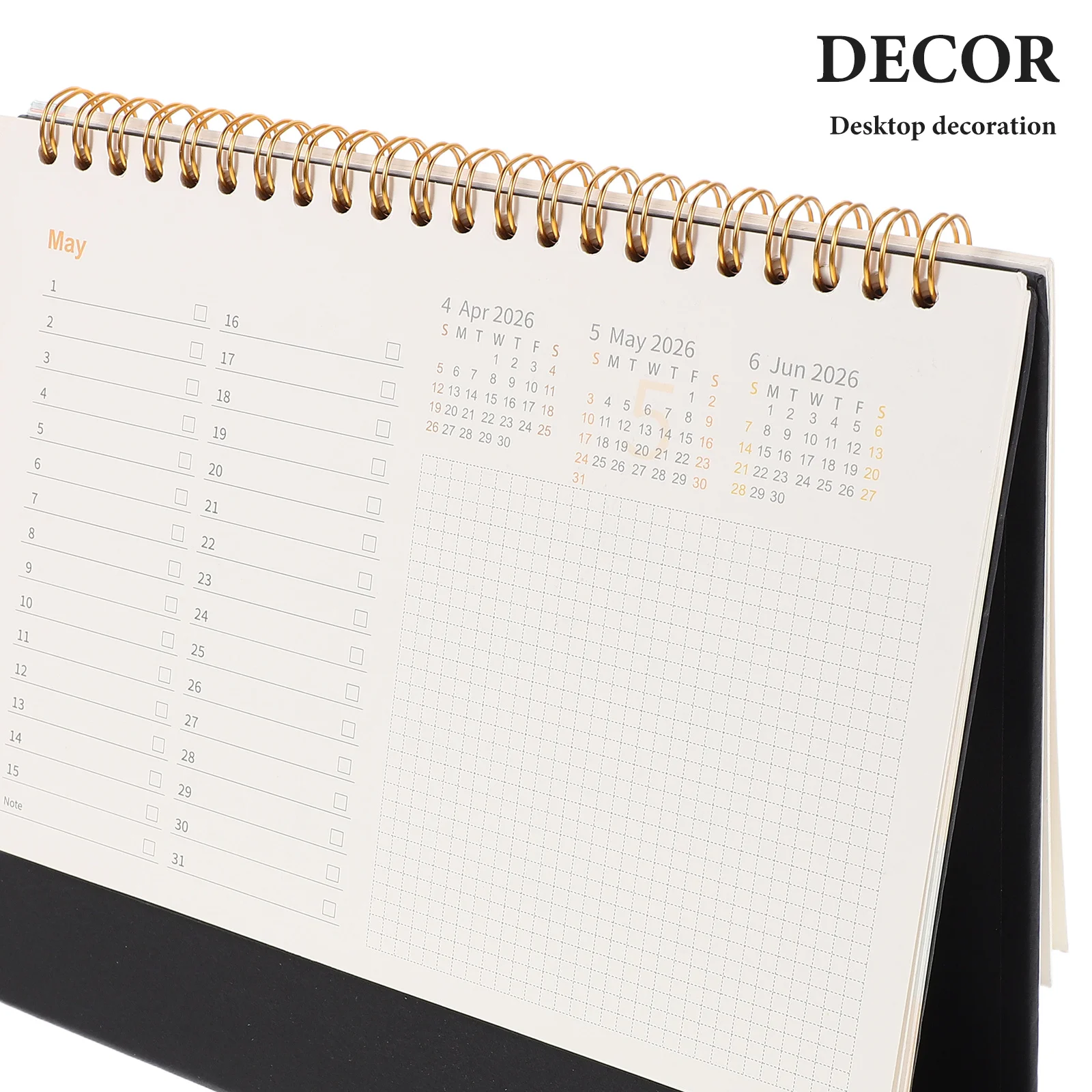ปฏิทินตั้งโต๊ะปี 2026 แบบพลิกได้ ดีไซน์มินิมอล แบบเข้าเล่มด้วยลวดคู่ พร้อมแท็บสีสันสดใส ตกแต่งโต๊ะทำงานเพื่อการทำงานที่มีประสิทธิภาพในแต่ละวัน