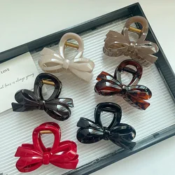 Ins Hot Sale Simple Retro 8CM Thickened Three-Dimensional Bowknot Hair Clip Exquisite Plastic Shark Clip Hair Accessories