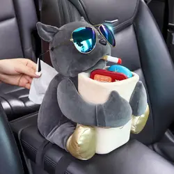 Cartoon Cute Car Tissue Box Creative Car Armrest Box Garbage Can 2 In 1 Tissue Bag Multi-functional Storage Bag For Home Office