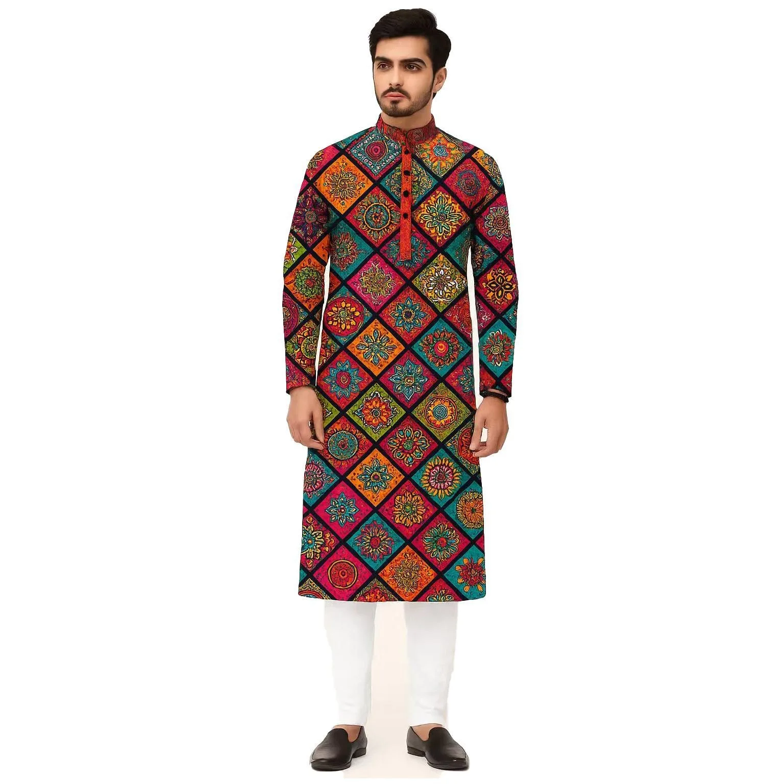 2026 نسخة زوجين من الشرق الأوسط نمط مسلم رداء الرجال شخصية برونزية منتصف طول قميص طويل الأكمام مسلم كورتة #6