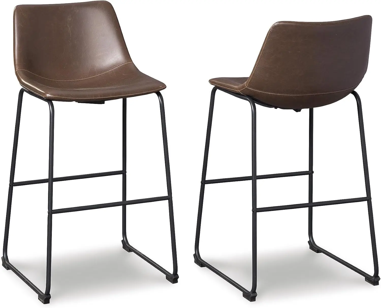 Centiar Urban Industrial 28.75 Pub Height Bucket Seat Barstool, 2 Count, Brown