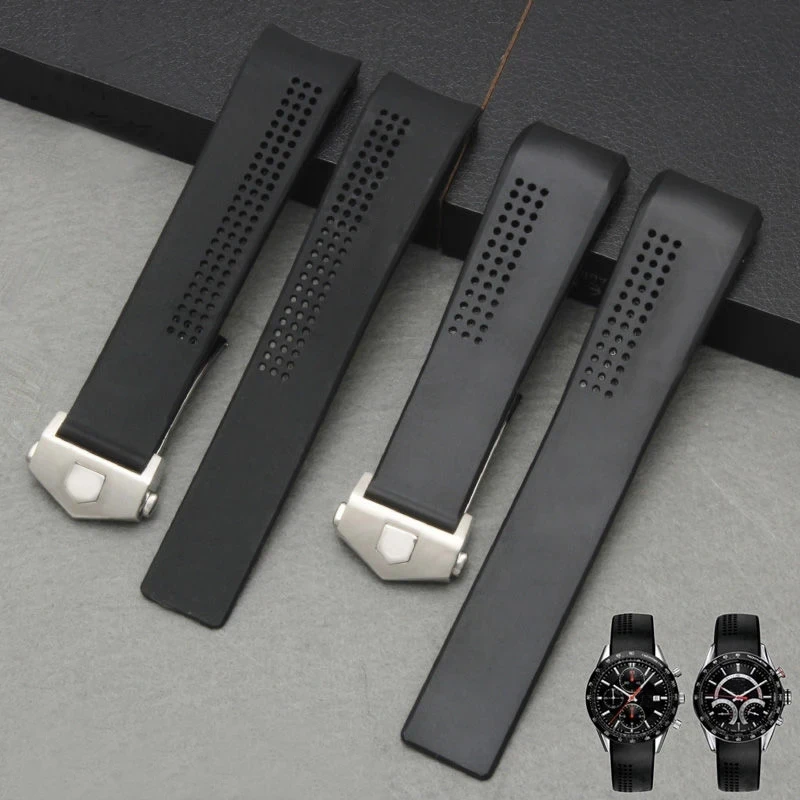 Silicone Rubber Watch Accessories Band For TAG HEUER CARRERA Watch Bracelet 20mm 22mm 24mm TPU Black Silicone Watch Strap