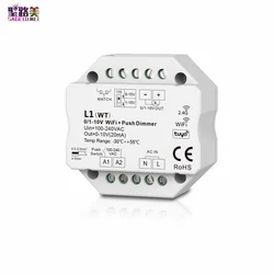 Regulador de intensidad de empuje, dispositivo con WiFi y RF, L1(WT), controlador de encendido/apagado, APP Tuya Cloud, interruptor DIP para tira de luces de un solo Color, 100-220VAC, 1CH, 0/1-10V