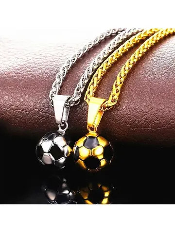 Sports Product Football Necklace with Stainless Steel Chain Necklace Football Boy's Gift Necklace for Men