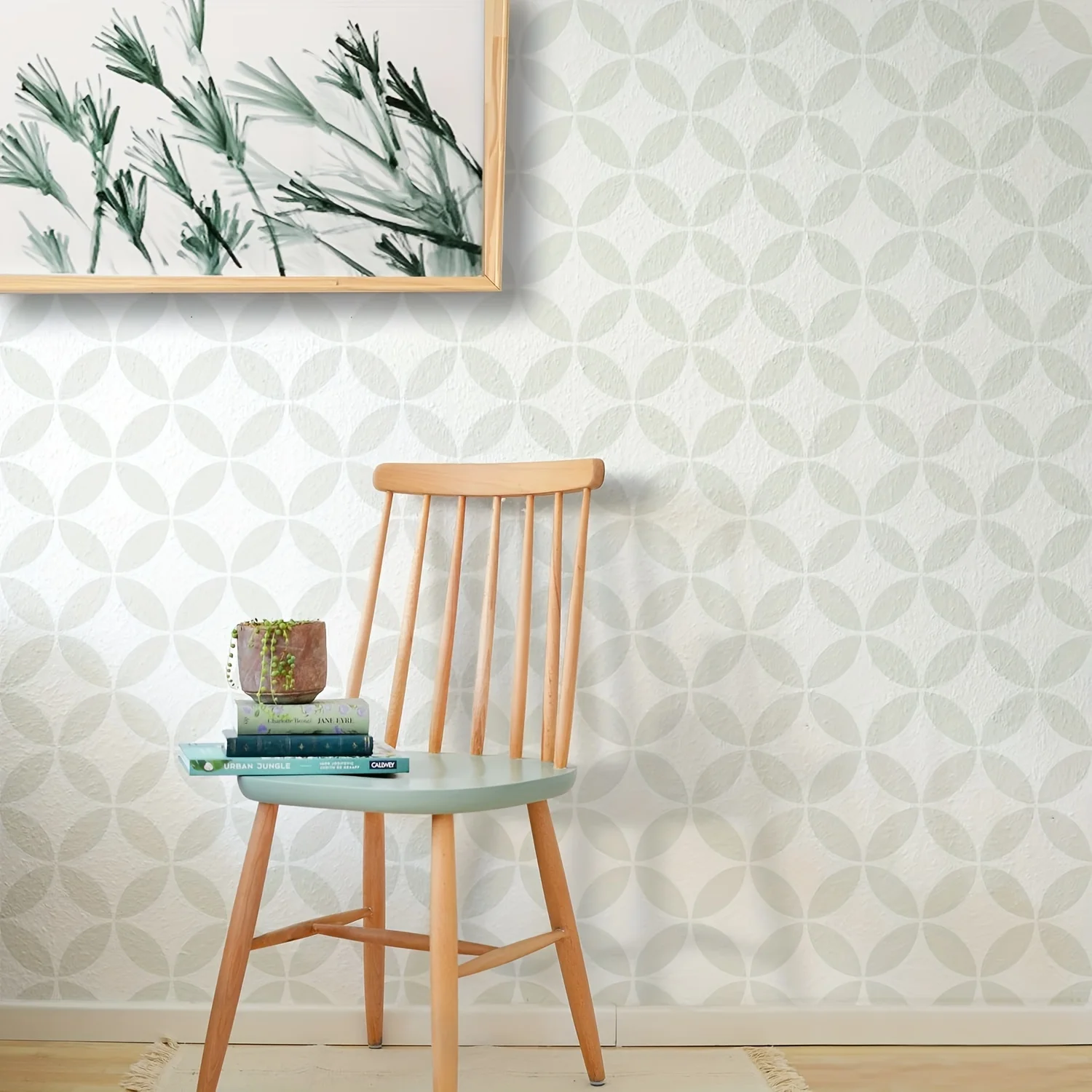 2pc12in/30cm 기하학적 원형 벽 장식 스텐실 |   재사용 가능 |   DIY 에어브러시 페인트 |   현대적인 미니멀리스트 스타일 |   바닥 타일 템플릿