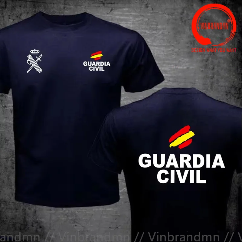 Spain Guardia Civil España Emblem back gold T Shirt Men Fashion Trendy Casual Clothing Stylish Tops Tee Shirt Leisure Tshirt