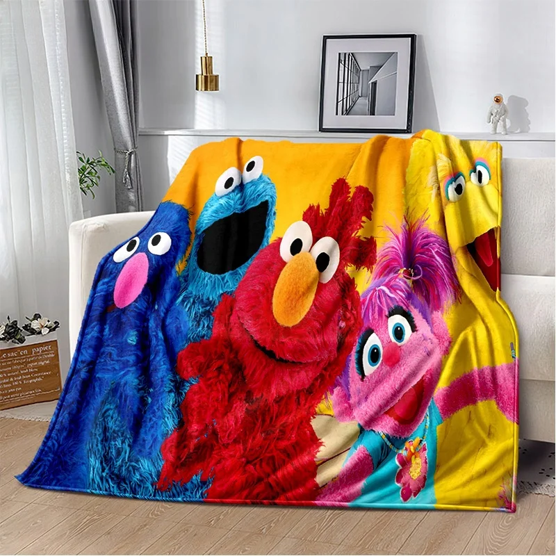 3D Cartoon S-Sesame Street Cute Soft Blankets,Keep Warm Throw Blanket Comfortable Blanket for Picnic Beds Sofa Home Bedroom Kids