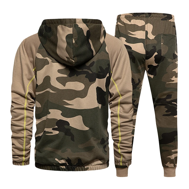 2 Pieces Sets Tracksuit Men Hooded Sweatshirt+Pants Pullover Hoodie Sportwear Suit Male Camouflage Joggers Winter Sets Clothes