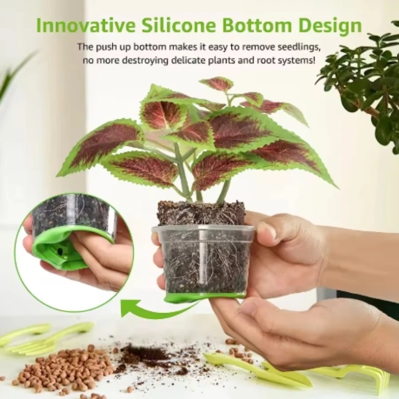 Reinforced transparent seedling pot with silicone base for easy transplantation transparent plastic plant pot for reusable seeds