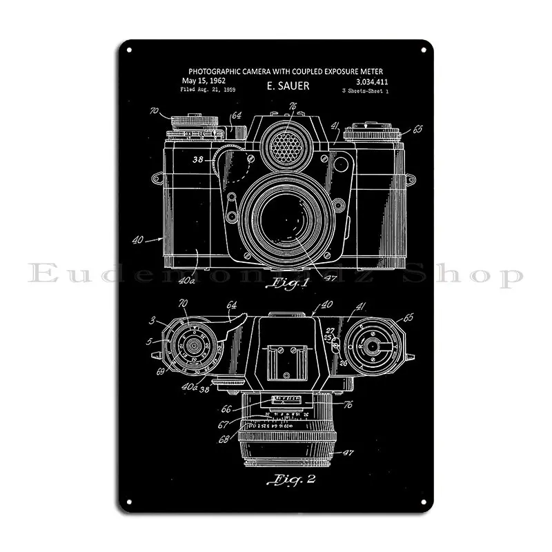 Camera Vintage Patent Blueprint 1962 Metal Plaque Designs Cinema Living Room PaintingWall Decor Tin Sign Poster