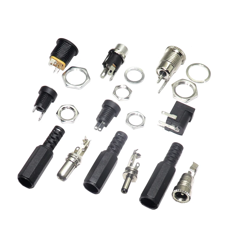 【10Set】DC Power Adapter Connector DC005 DC015 DC022 DC025 DC099 DC Power Plug Male Female Jack Socket Nut Panel Mount