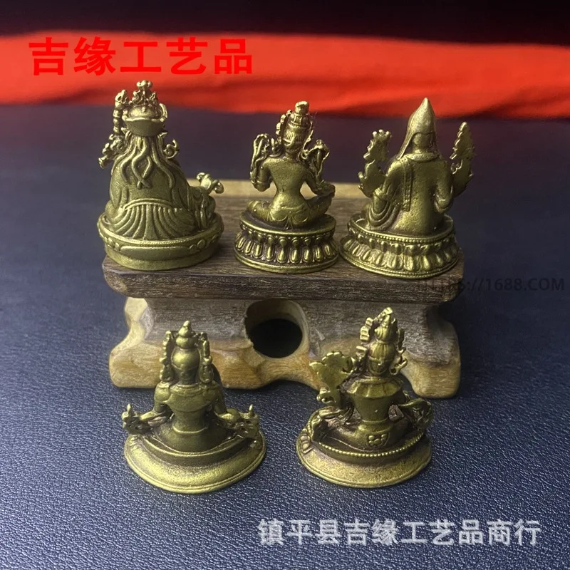 Tibetan Inch Buddha Brass Mini Small Buddha Ornament Antique Small Brazen Buddha Green Tara Zongkaba Bhaisajyaguru Small Ornamen