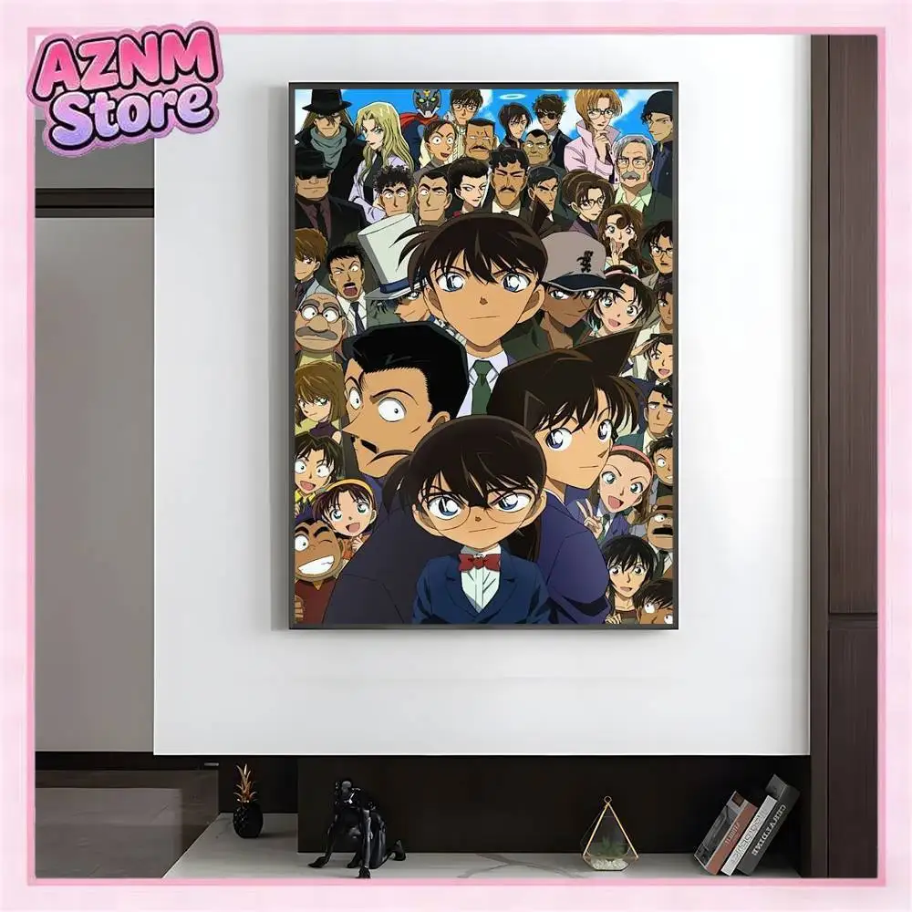 AZNM Detective Conan All Characters Anime Canvas Wall Art, Unframed Single Piece HD Print Poster, Modern Manga Decorative Pai