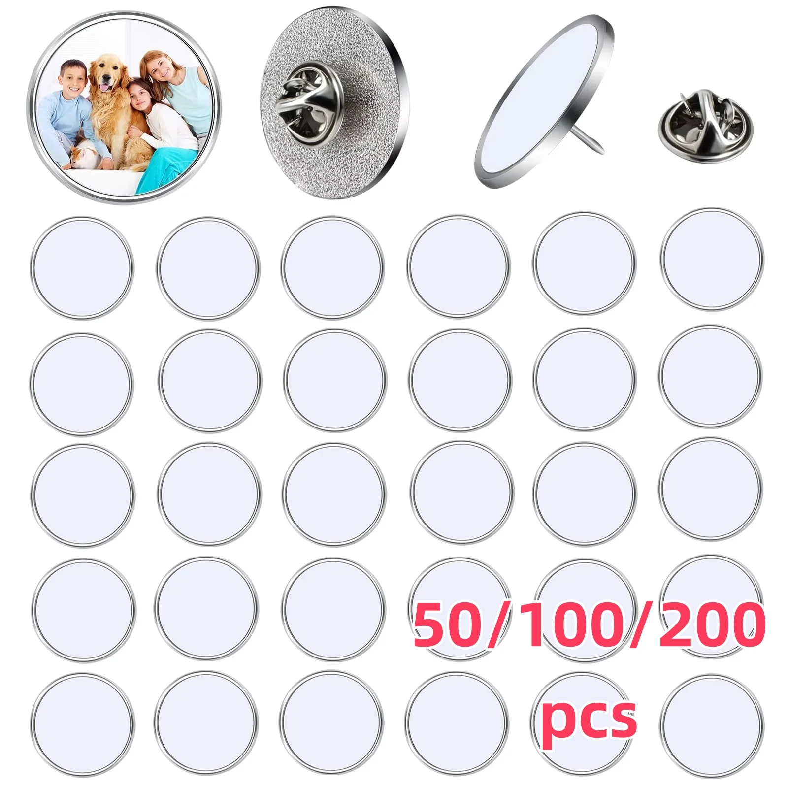 

50/100/200pcs Sublimation Blank Pins 0.98 Inch Round Button Badge Kit Sublimation Blank Aluminum Sheet for DIY Jewelry Making