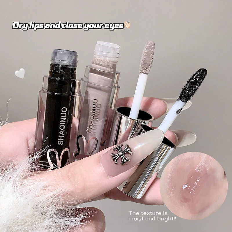 Black Lip Gloss Water Light Mirror Lip Glaze Nude Brown Metallic Silver Tint Lipstick Moisturizing Sweet Cool Girl Lip Makeup