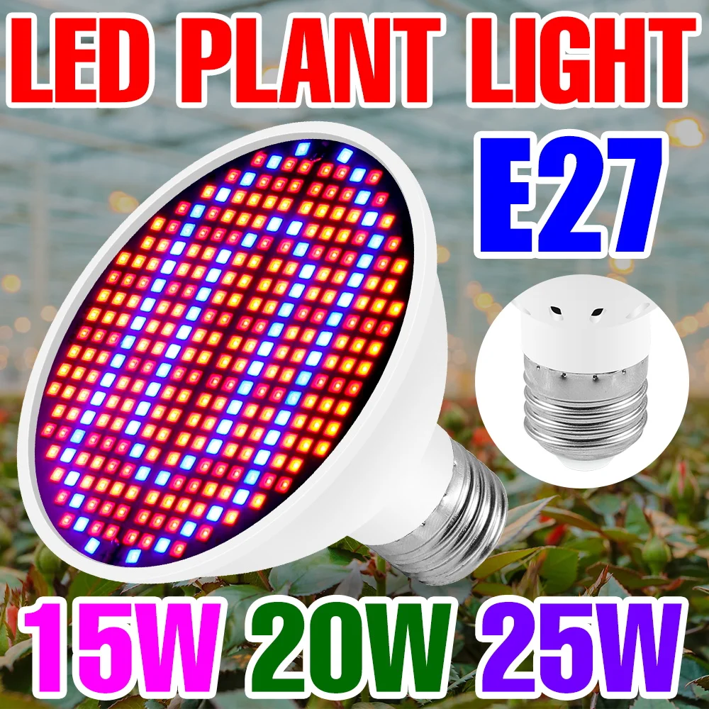 

25W LED Grow Light Bulb E27/E26 Full Spectrum Cultivation Lamp For Plant Indoor Growth Box Cactus Flower Fill Lighting AC85-265V