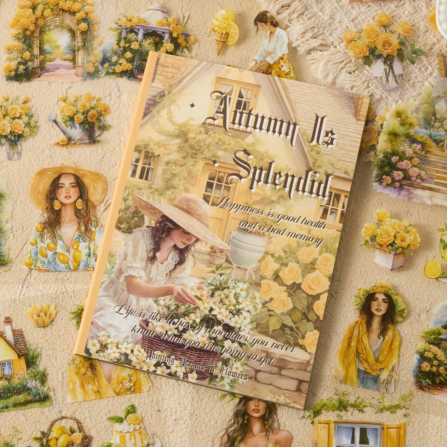 

20/80pcs Kawaii Die cut PET Sticker Creative Landscape Character Handbook DIY Scrapbooking Material Aesthetic Stationery Sticker