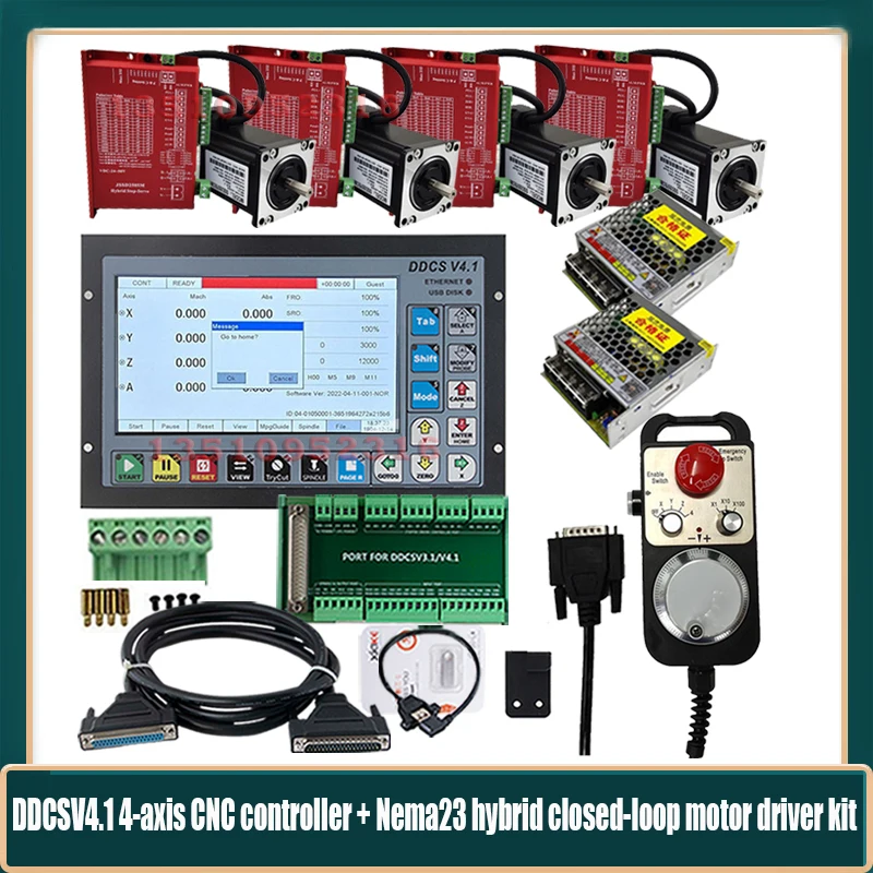 Cnc 4-axis 500khz G-code macchina per incidere Controller indipendente Ddcsv4.1 + Nema23 Kit servomotore ibrido volantino Mpg 75 w24v