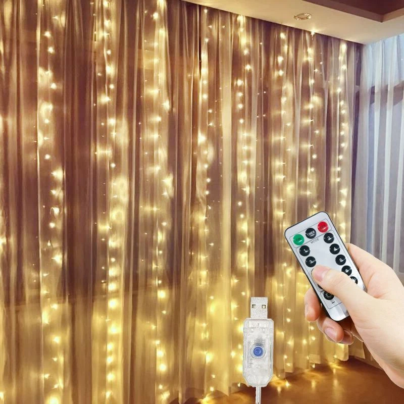 

6M/4M/3M USB Remote Control LED Curtain Fairy String Lights 8 Modes Christmas Home Decoration for New Year Holiday Wedding Party