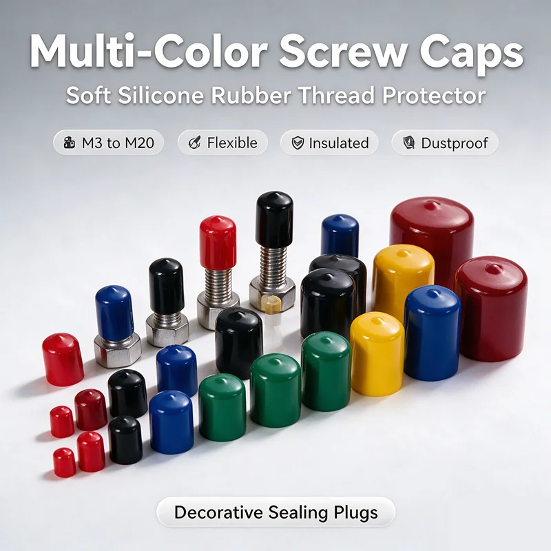 Silicone Rubber Screw Cover Caps M3-M20 Thread Protective End Cap Decorative Thread Stopper Dustproof Sealing Plug Sheath Cap