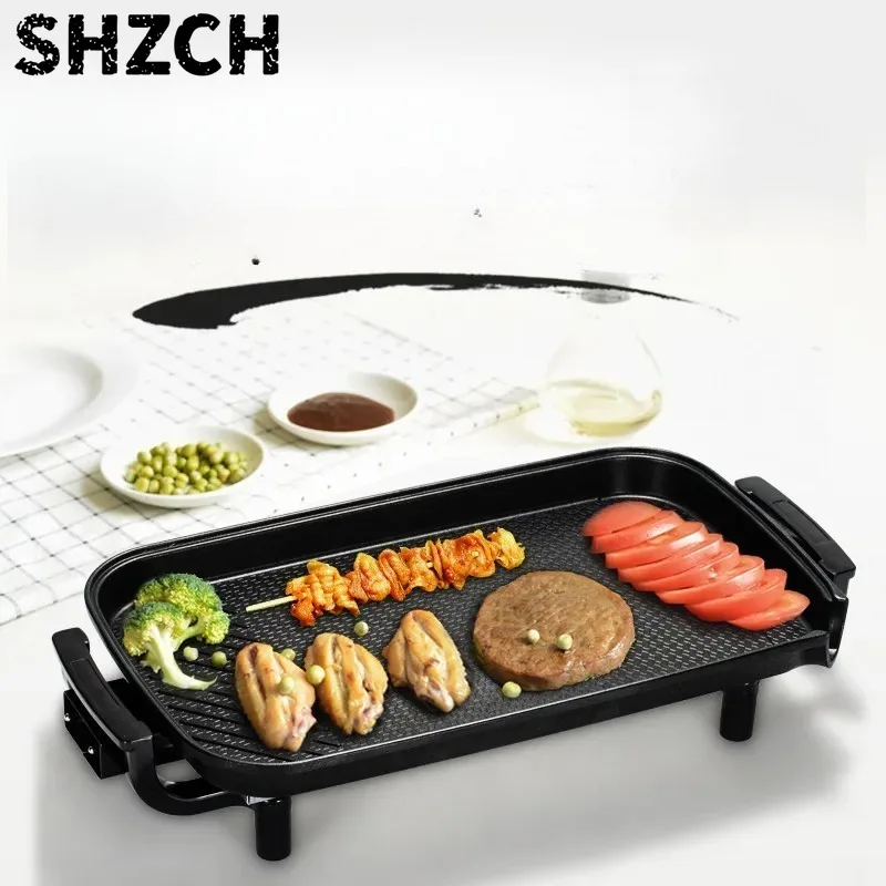 Electric Grill Smokeless Indoor BBQ Korean BBQ Raclette 5 Temperature Non-Stick Removable Plate Multifunction Grill Pan