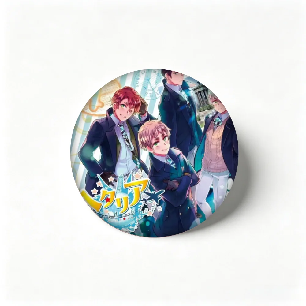 Anime Pins, Hetalia World Stars Group Badge, Tinplate Round Brooch, Decor Pin for Backpack Clothes Gift