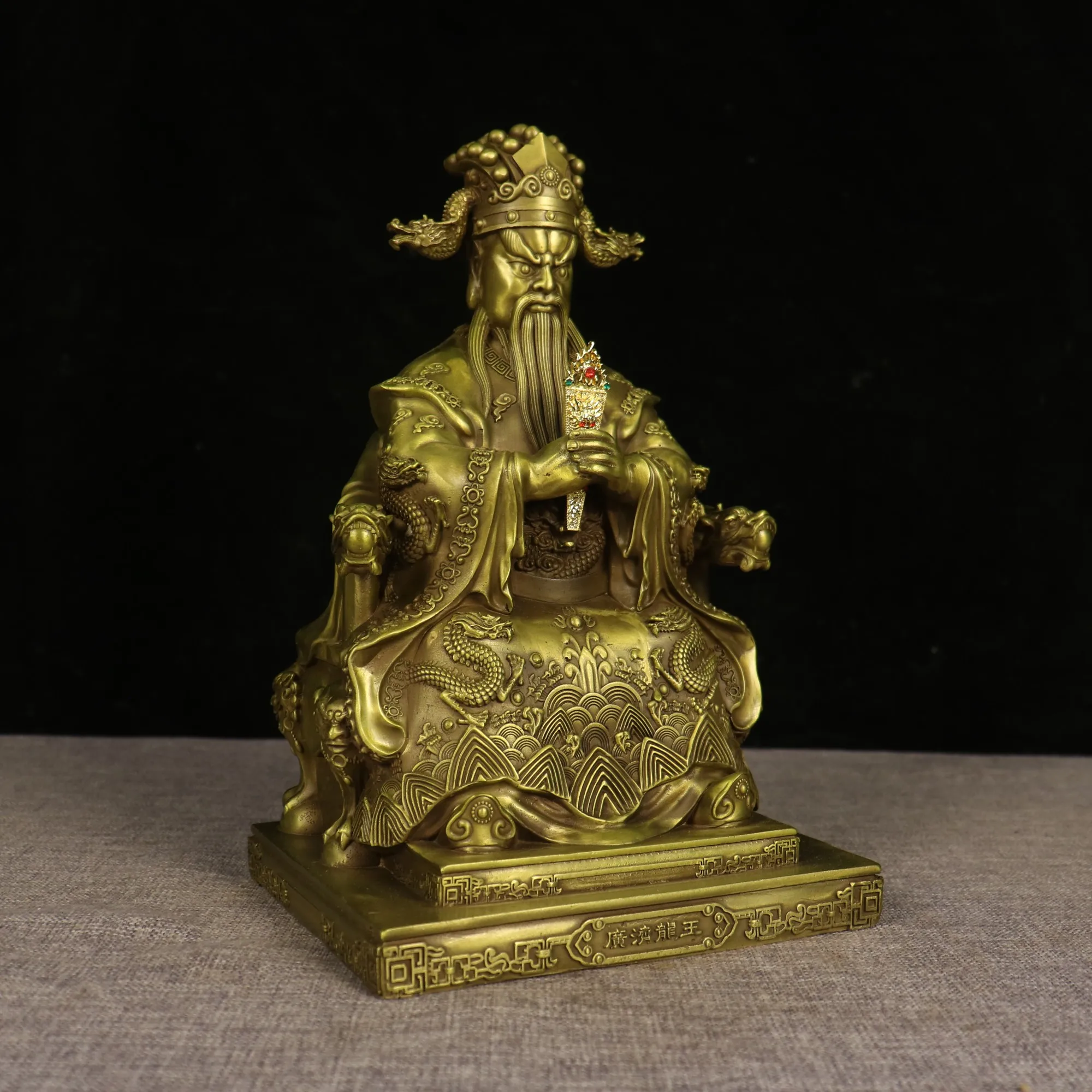 12 "مجموعة معبد التبت القديم النحاس Wuye التنين الملك التنين الورد الخامس التنين الملمس الرئة كرسي قاعة العبادة تاون هاوس