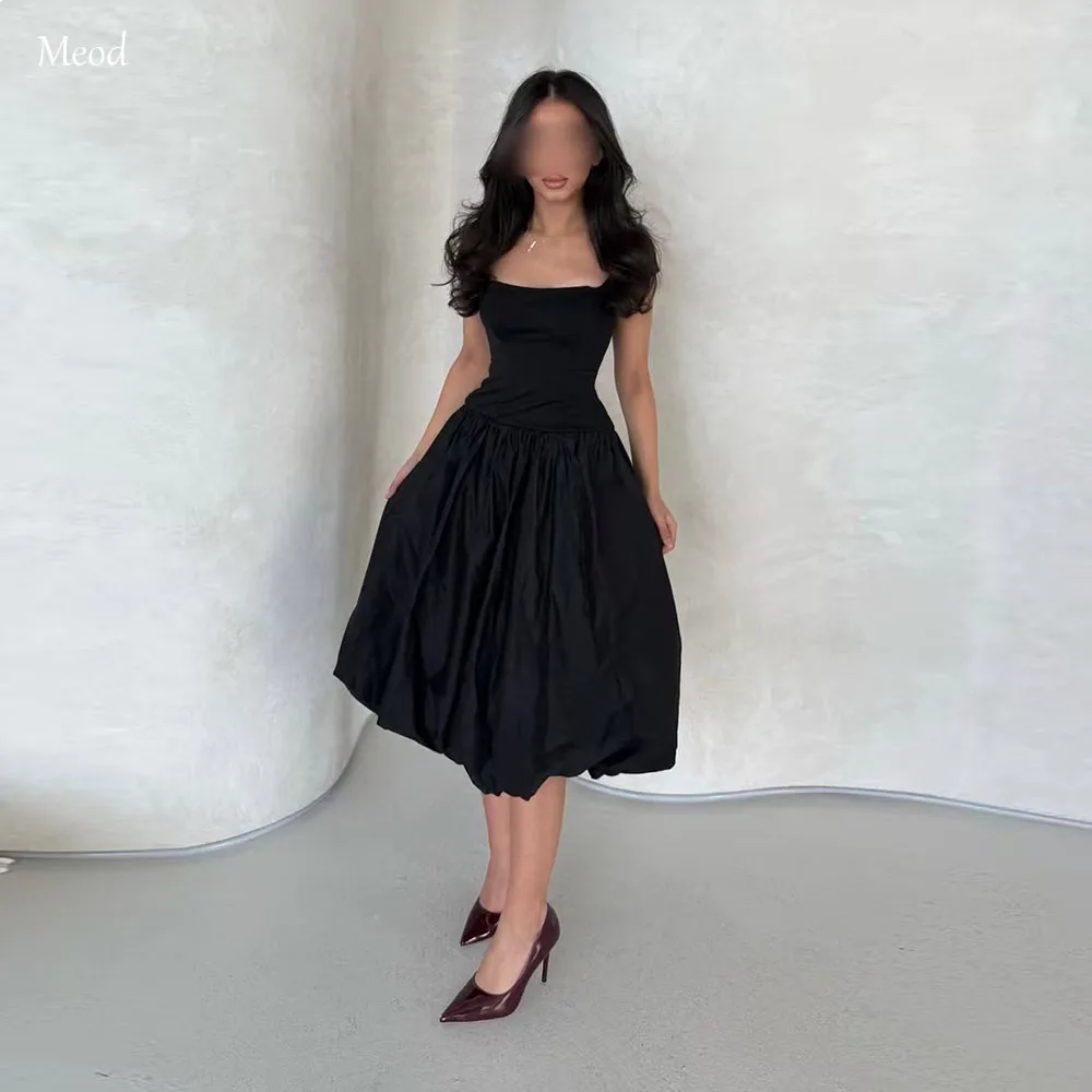 

MEOD Vintage Strapless Prom Dress Fashion Knee Lenghth Birthday Gowm Cup Sleeves Black A line Short Graduation Gown Customized