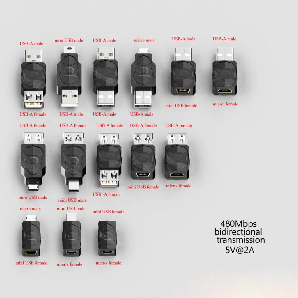 USB zu Micro USB Mini USB Adapter Konverter USB Stecker Buchse Konverter 480 MBit/s