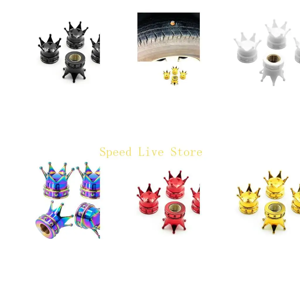 

547C Plastic Crown Shaped Motorcycles Tire Valves Cap Chrome Plated Decorative Accessory