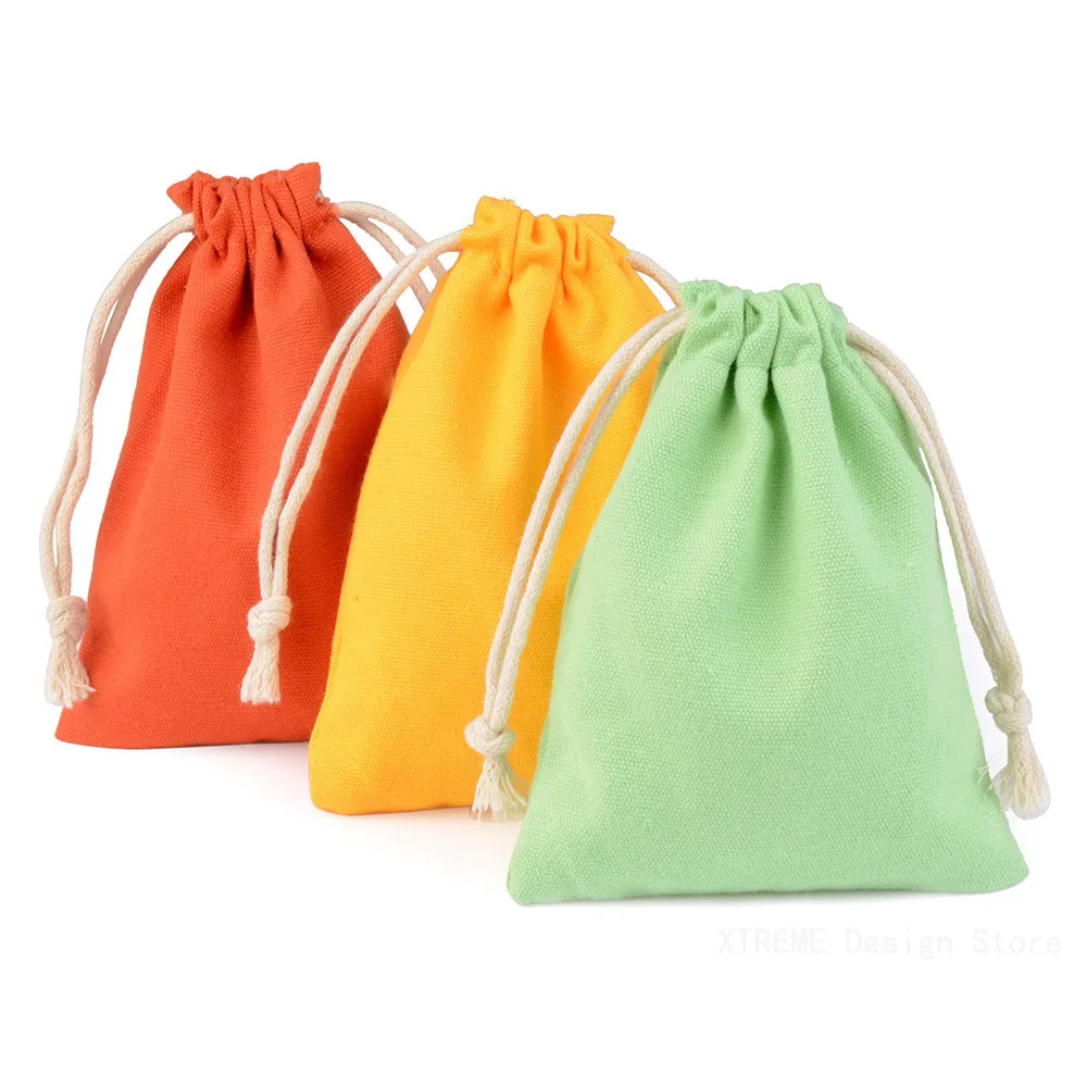 1pc Natural Cotton Bags For Selection Fit For Wedding Gift Candy Small Pouch Eyelashes Makeup Drawstring Sachet 7x9cm