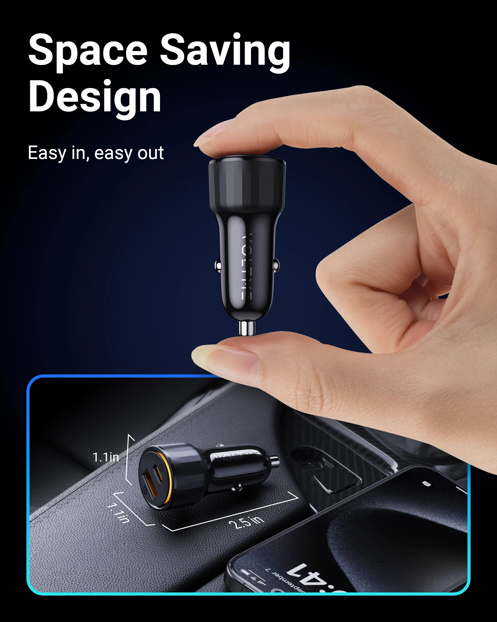ลadowarka samochodowa VOLTME USB 48W QC4.0 QC3.0 Szybkie ลadowanie Adapter samochodowy typu C Szybkie ลadowanie do iPhone 15/14 Samsung Galaxy S24