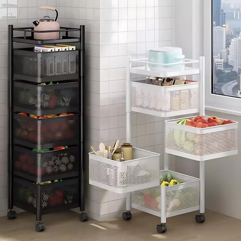 Bathroom Shelves Kitchen Vegetable Basket Storage Rack  Floor Multi-layer Fruit Storage Rack  Multifunctional Storage Rack