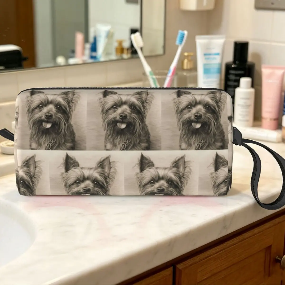 The Adorable Yorkshire Terrier Dog Makeup Bag Cosmetic Organizer Toiletry Cosmetic Bag for Women Beauty Travel Pencil Case