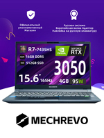 MECHREVO 15K 15.6 Inch Geforce RTX 3050 AMD R7-7435HS DDR5 165Hz FHD Wifi6 BT5.2 16GB 512GB Gaming Gamer Notebook Laptop