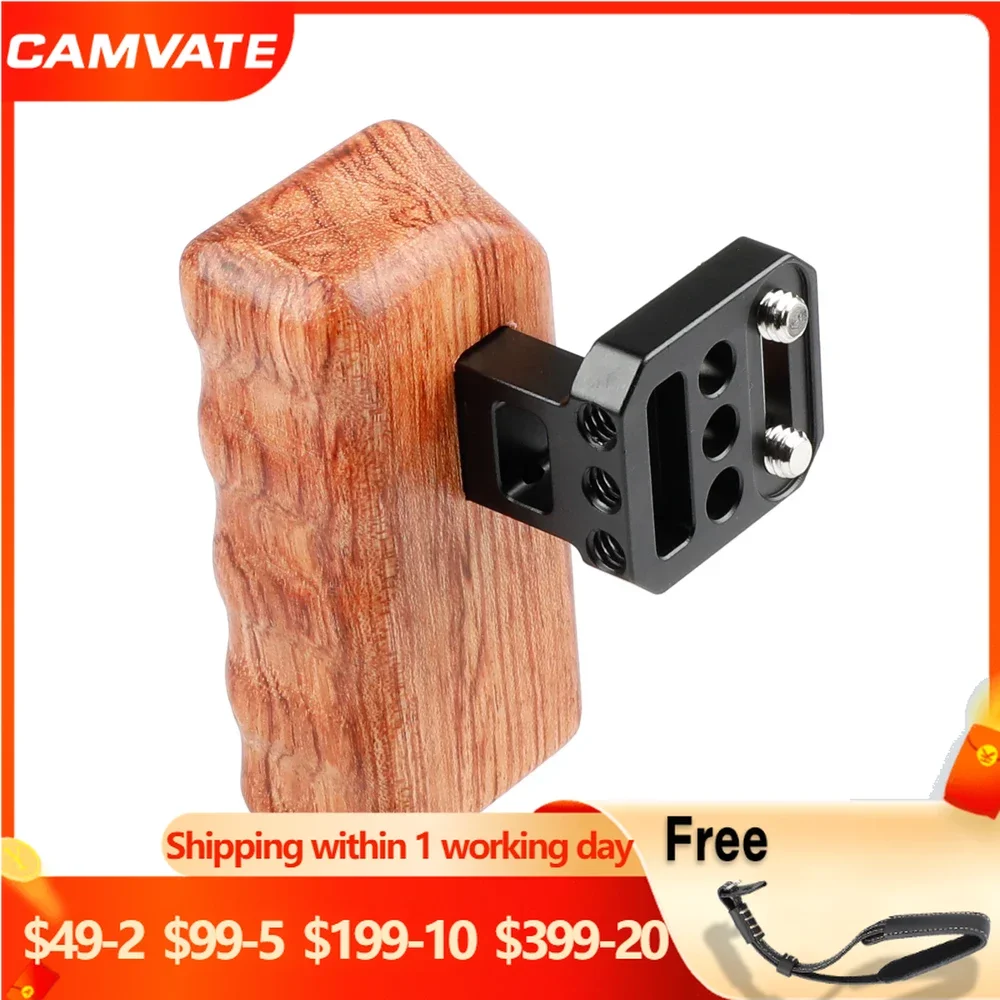 CAMVATE Rosewood Handle Grip (Right & left) With Aluminum Alloy Connector For DV Video Cage,RED Camera, Red Rig, DSLR Camera Rig