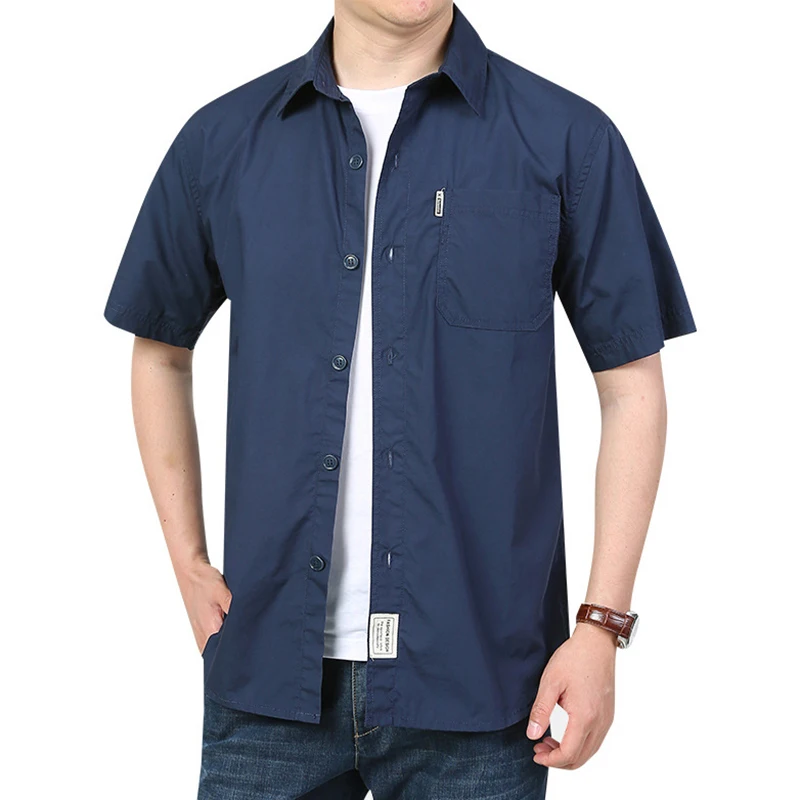 Men Summer Work Shirt Quality US Outdoor Casual Breathable Lapel Button-Down Business Tactical Hiking Fishing Short-sleeve Shirt