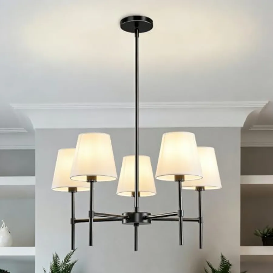 

Dining Room Chandeliers - 2.6 Inch Modern Chandeliers Fixtures with White Fabric Shade Height Adjustable Pendant Island s for E