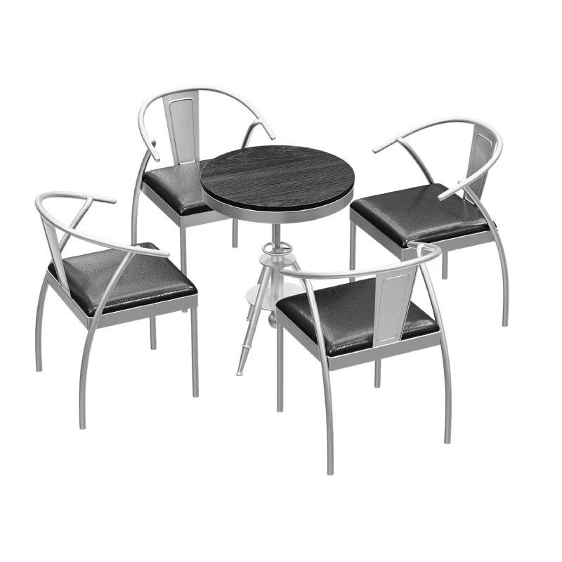 

Industrial style table and chair combination restaurant cafe milk tea area wrought iron dining table negotiation round table
