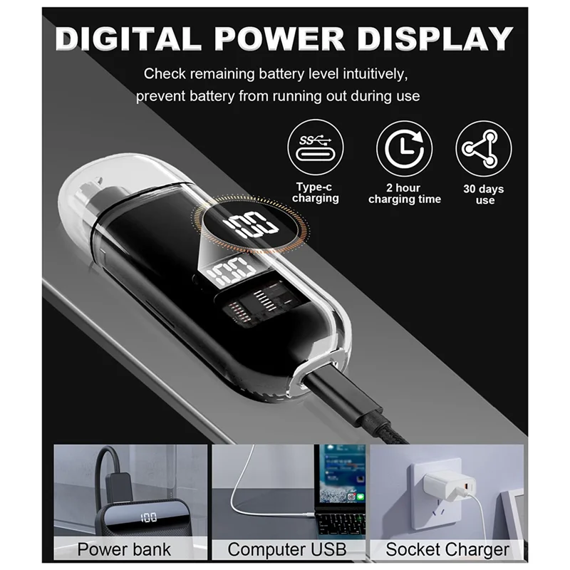 UNCL Nasenhaarschneider für Männer, Nasen-Ohrhaarschneider, tragbare digitale Anzeige, Ohr-Nasen-Haarschneidemaschine, wiederaufladbarer Haarschneider